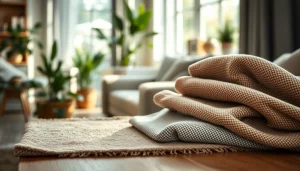 Bekijk fraaie bouclé stoffen met unieke textuur en kleuren op een houten tafel.