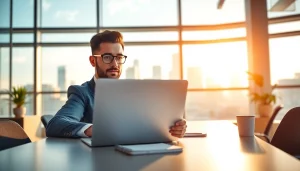 Engaged professional exploring top sales job boards in a bright office environment.