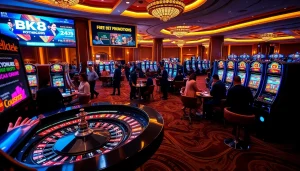 A lively casino with players at a roulette table, showcasing top offers from https://hanoiculturetravel.com/ and free bet promotions.