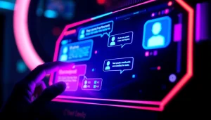 Engaging interface showcasing character ai nsfw capabilities with vibrant colors and dynamic digital effects.