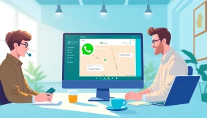 现代工作区的 WhatsApp Web 界面，突出显示用户互动。