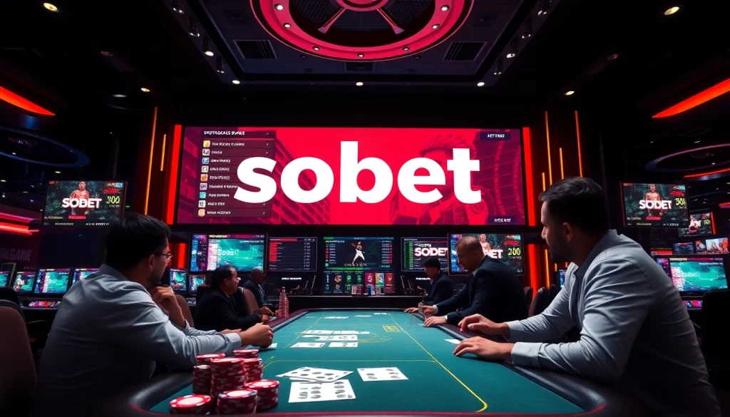 Exciting sbobet link alternatif betting interface with poker chips and sports odds display.