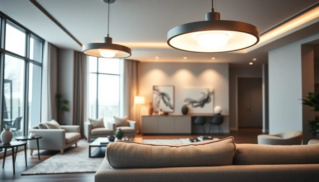Sleek Illumination transforming a modern living space with bright ambient light and stylish fixtures.