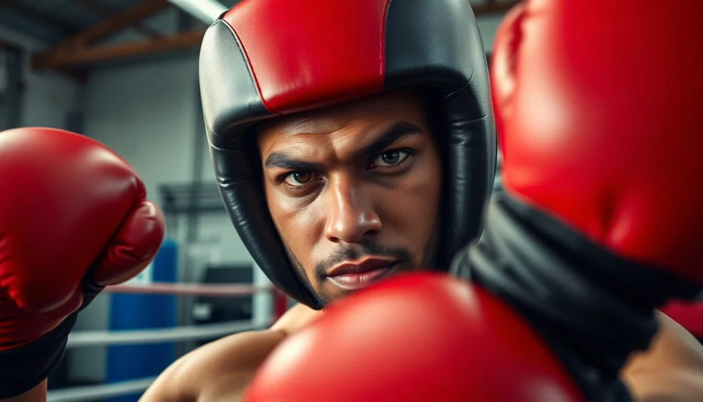 Boxer training with headgear boxing, emphasizing safety and performance in the ring.