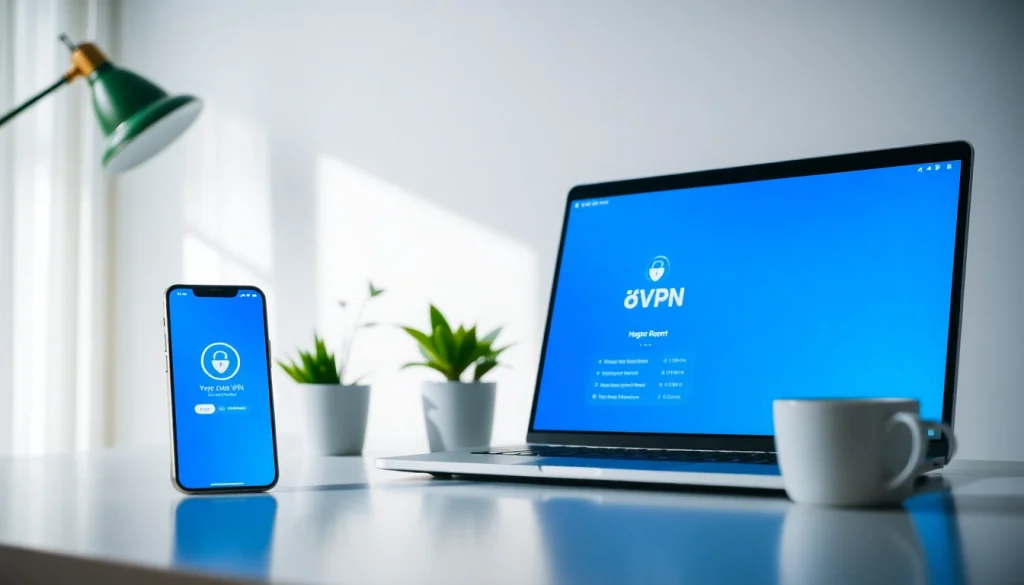 快连VPN应用在现代工作空间的多设备场景中展示。