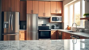 Showcasing modern home appliances in a stylish kitchen that highlights elegance.