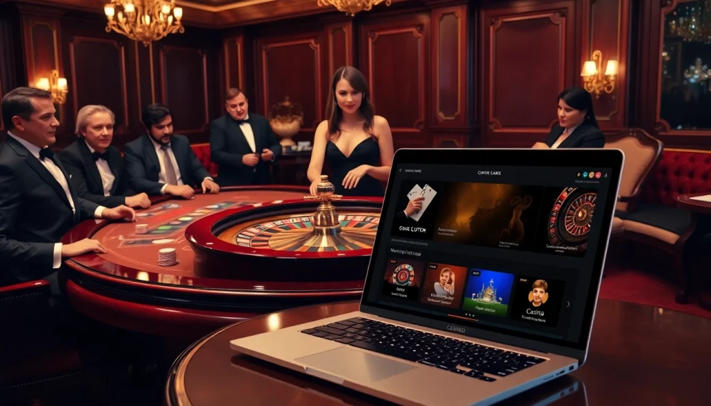 Ressentez l'excitation d'un casino fiable en ligne avec un jeu de roulette et des joueurs avides.