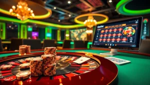 Découvrez les sensations fortes dans un casino fiable en ligne avec des tables de jeu vibrantes, des cartes et une ambiance luxueuse.
